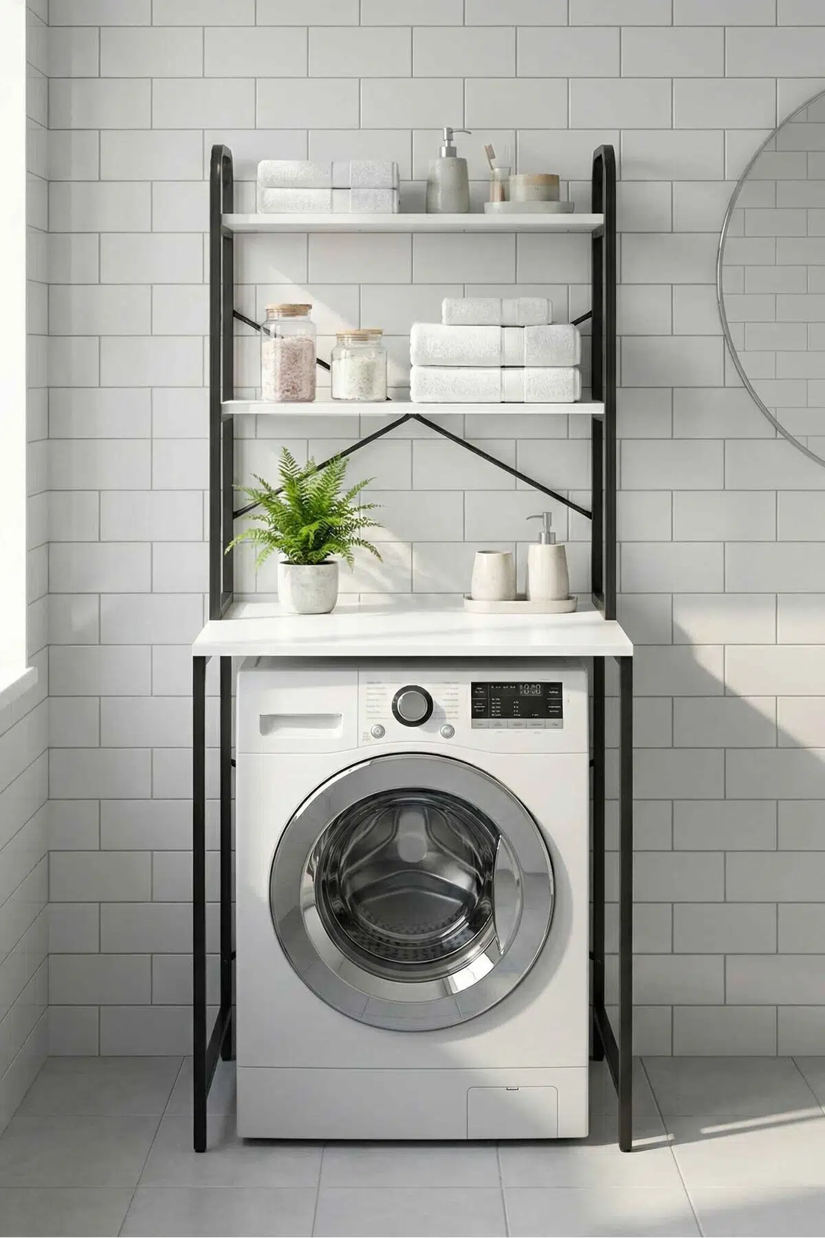 Çamaşır Makinesi Üstü Raf Siyah 70 cm