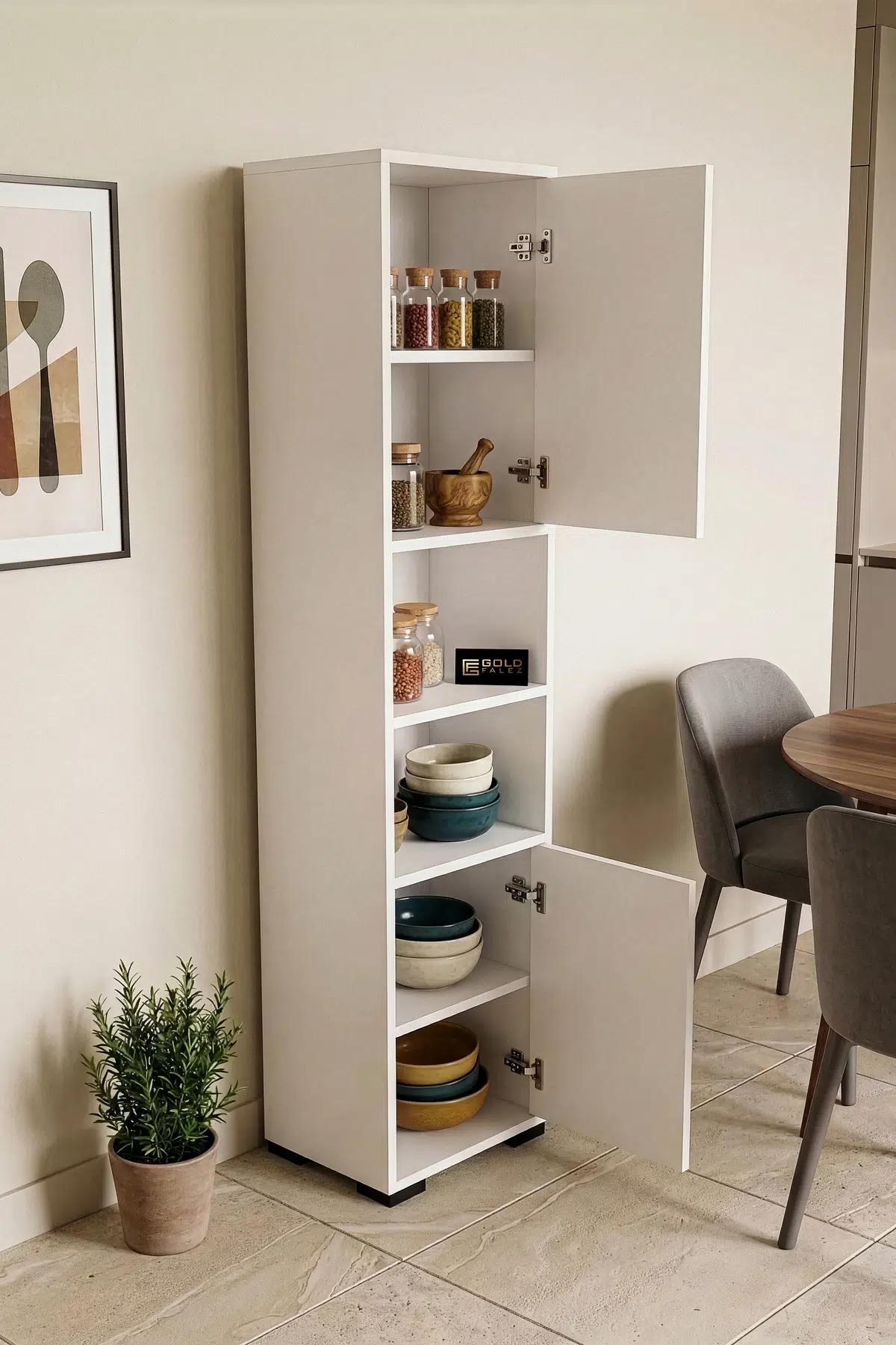 Çok Amaçlı Erzak Dolabı Beyaz 35 cm