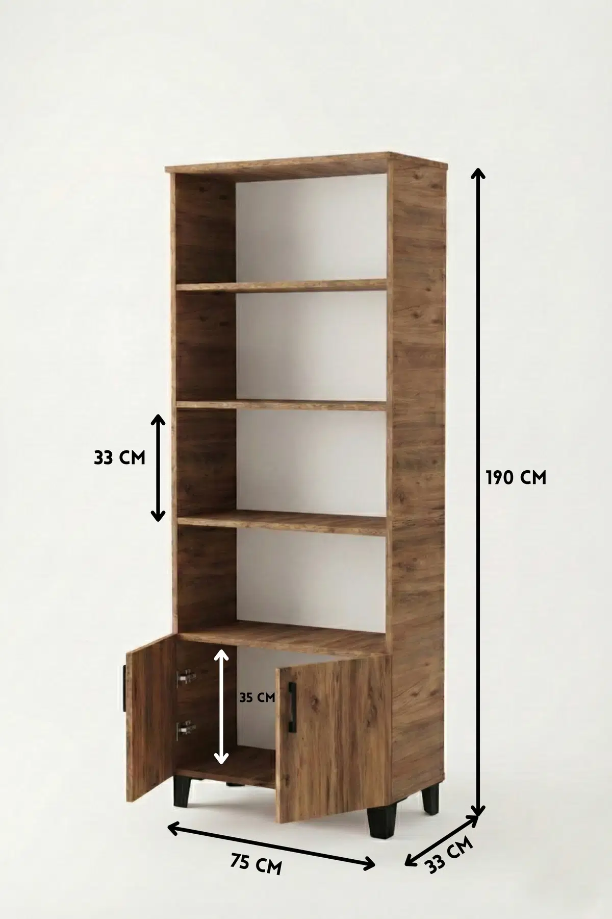 Çok Amaçlı Kitaplık Suntalam Kahverengi 75x190