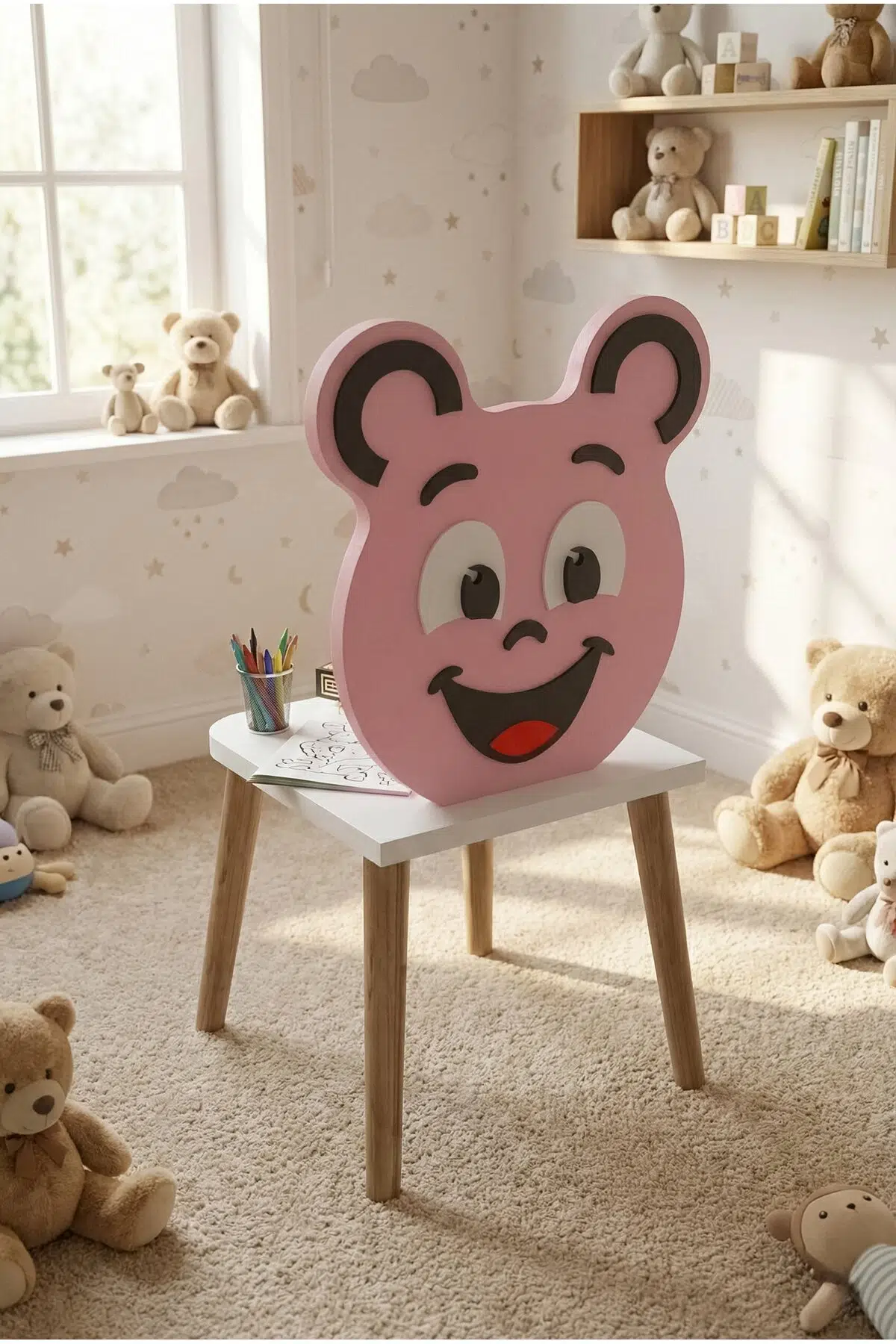 Happy Face Masa Sandalye Seti Pembe