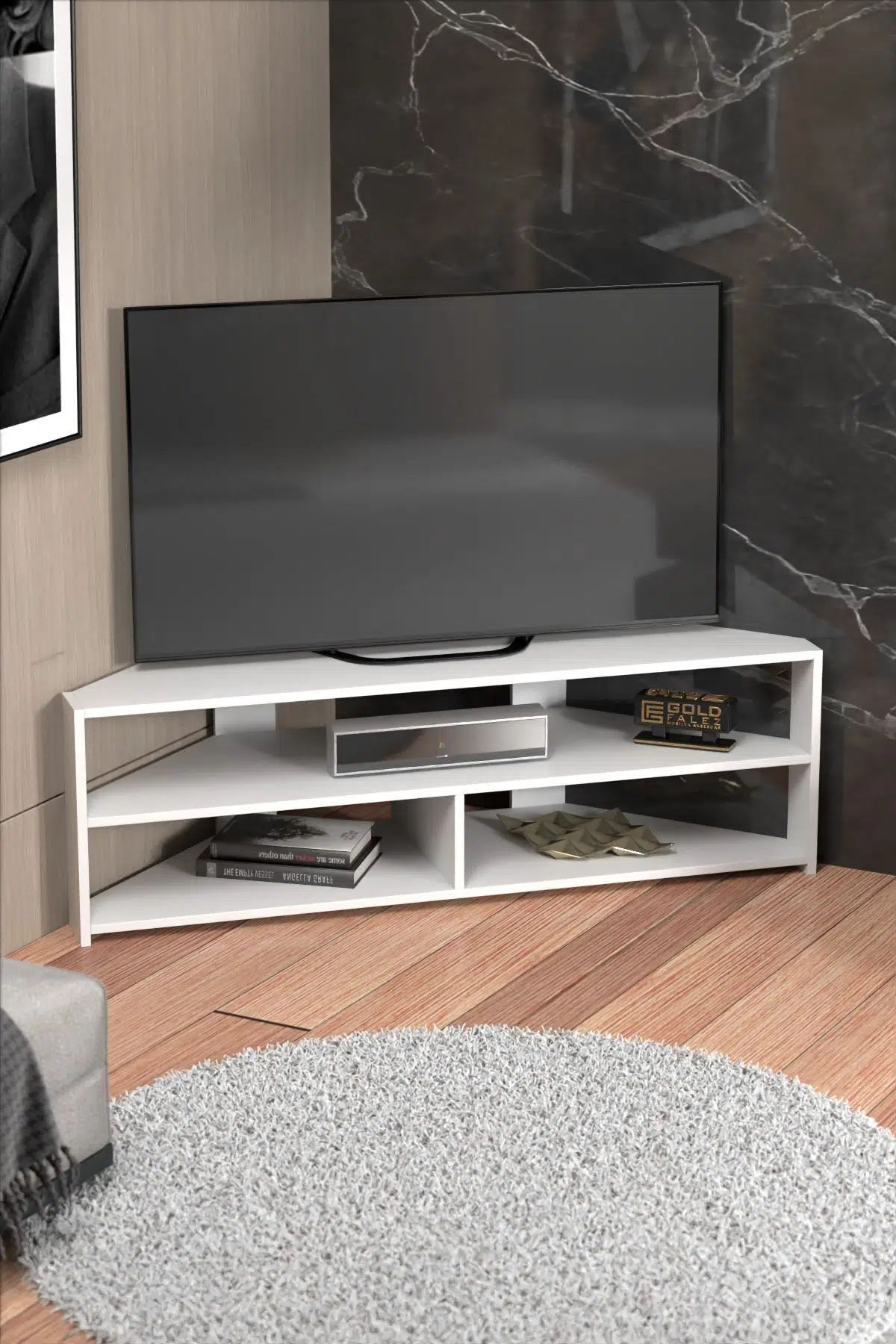 Köşe TV Ünitesi Beyaz 140 cm