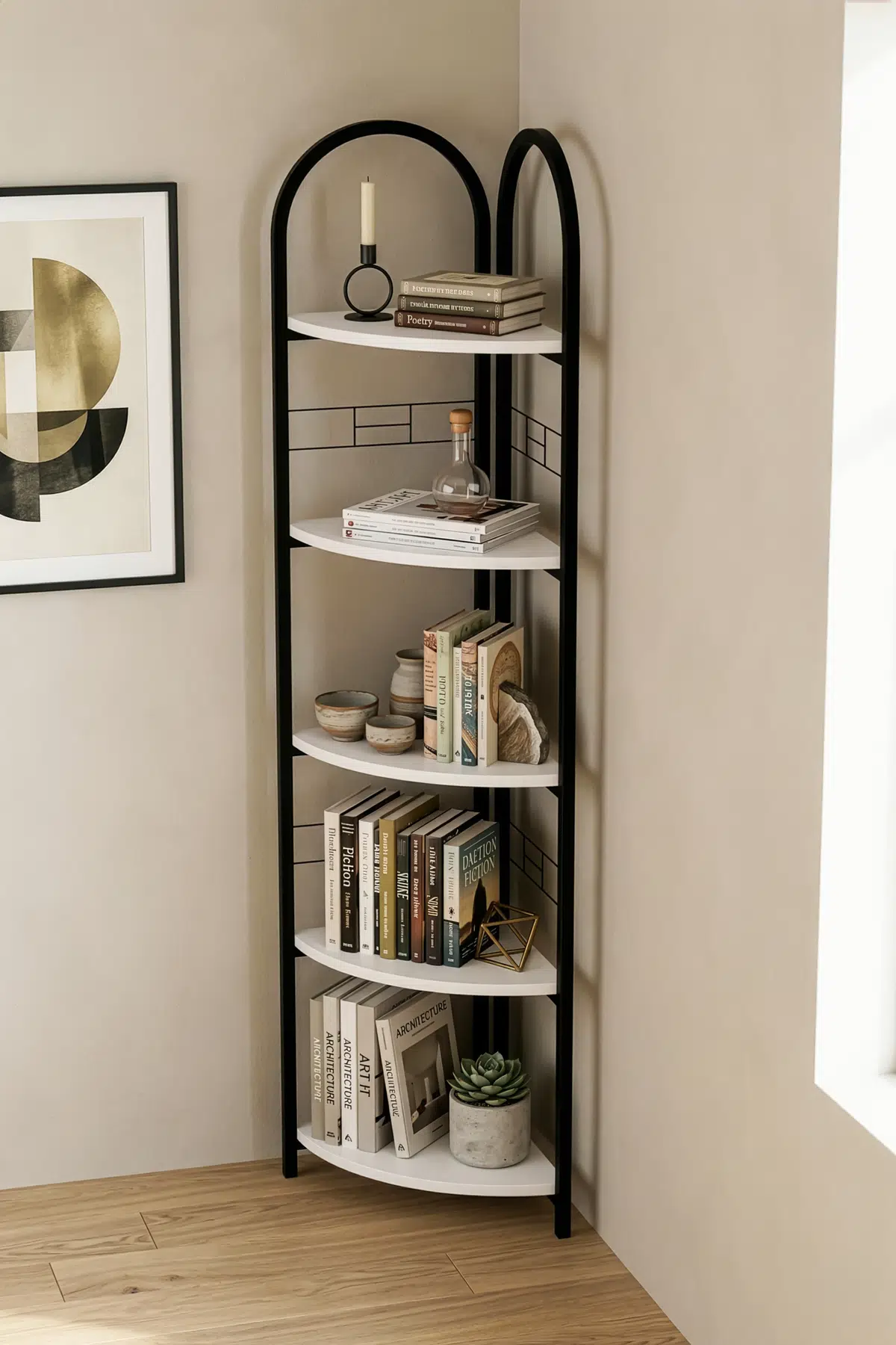 Metal Çiçeklik Kitaplık Beyaz 151 cm