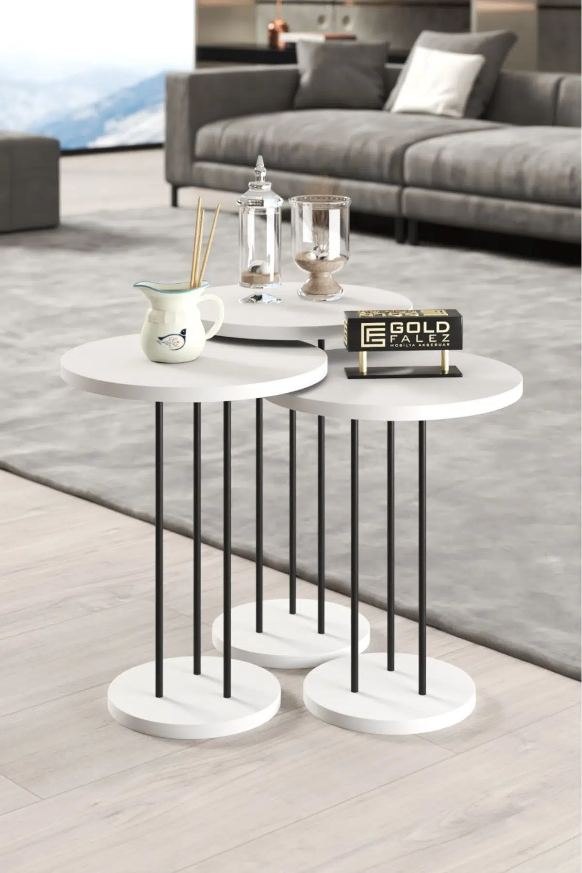 Metal Terra Zigon Beyaz 3'lü