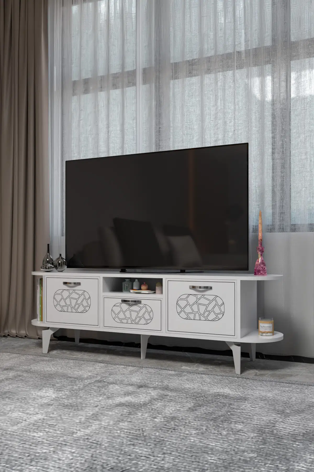 Mira Gümüş TV Ünitesi Beyaz 160