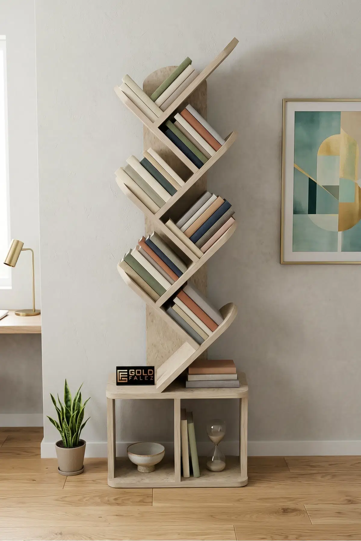 Yaprak Kitaplık Suntalam Ekru 45x132