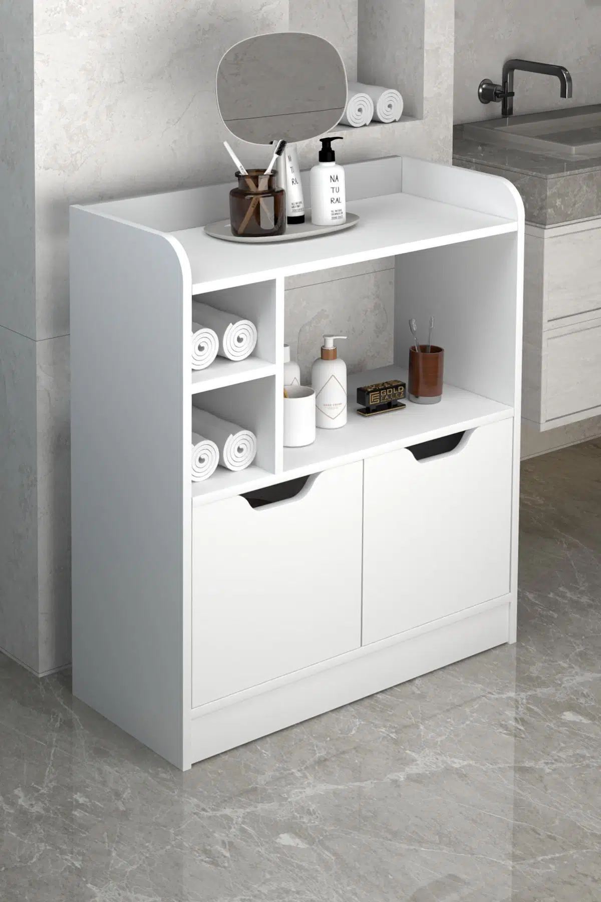 İlkal Çok Amaçlı Banyo Dolabı Beyaz 86 cm