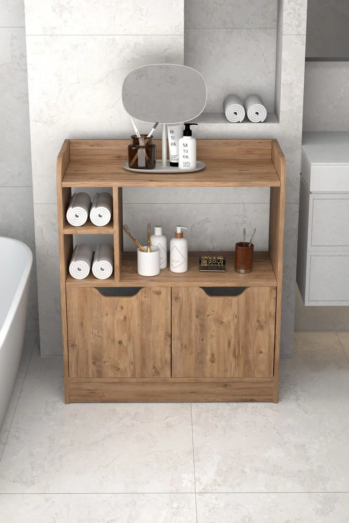 İlkal Çok Amaçlı Banyo Dolabı Kahverengi