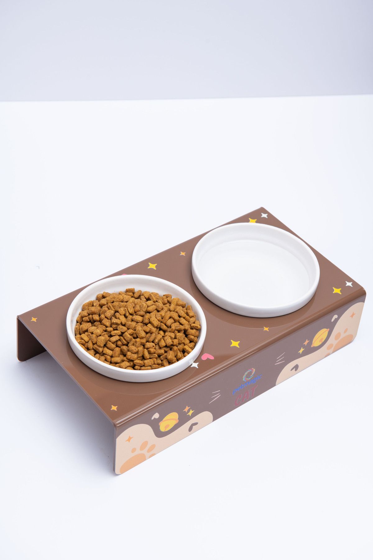 Petmagic Akrilik Pleksi Evcil Hayvan Beyaz Seramik Kaseli Kedi Mini Köpek Mama Su Kabı - Kahve Cat Petmagic Akrilik Pleksi Evcil Hayvan Beyaz Seramik Kaseli Kedi Mini Köpek Mama Su Kabı - Kahve Cat