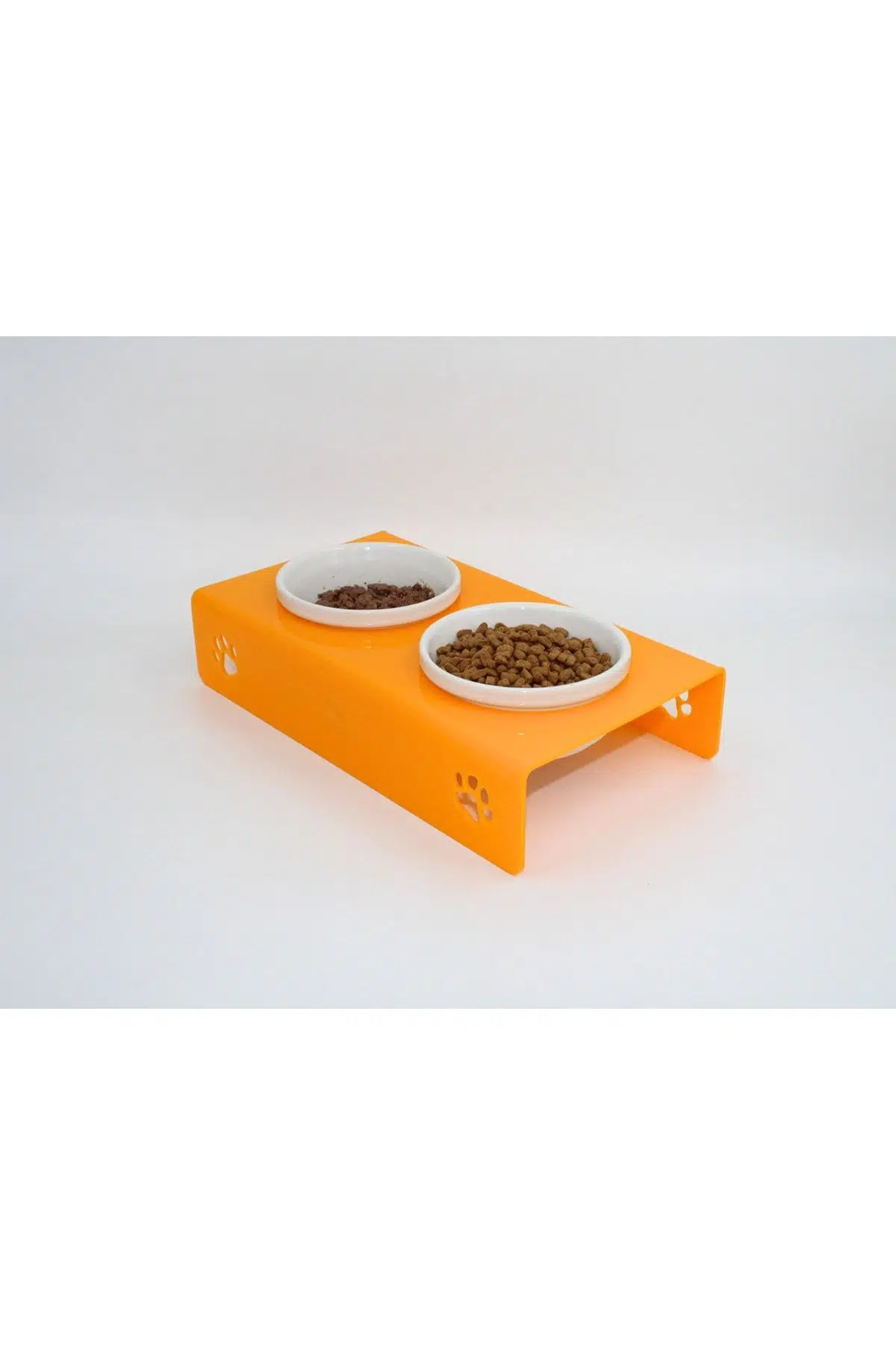 Petmagic Akrilik, Pleksi Kedi, Köpek Beyaz Seramik Ikili Mama Ve Su Kabı - Sarı