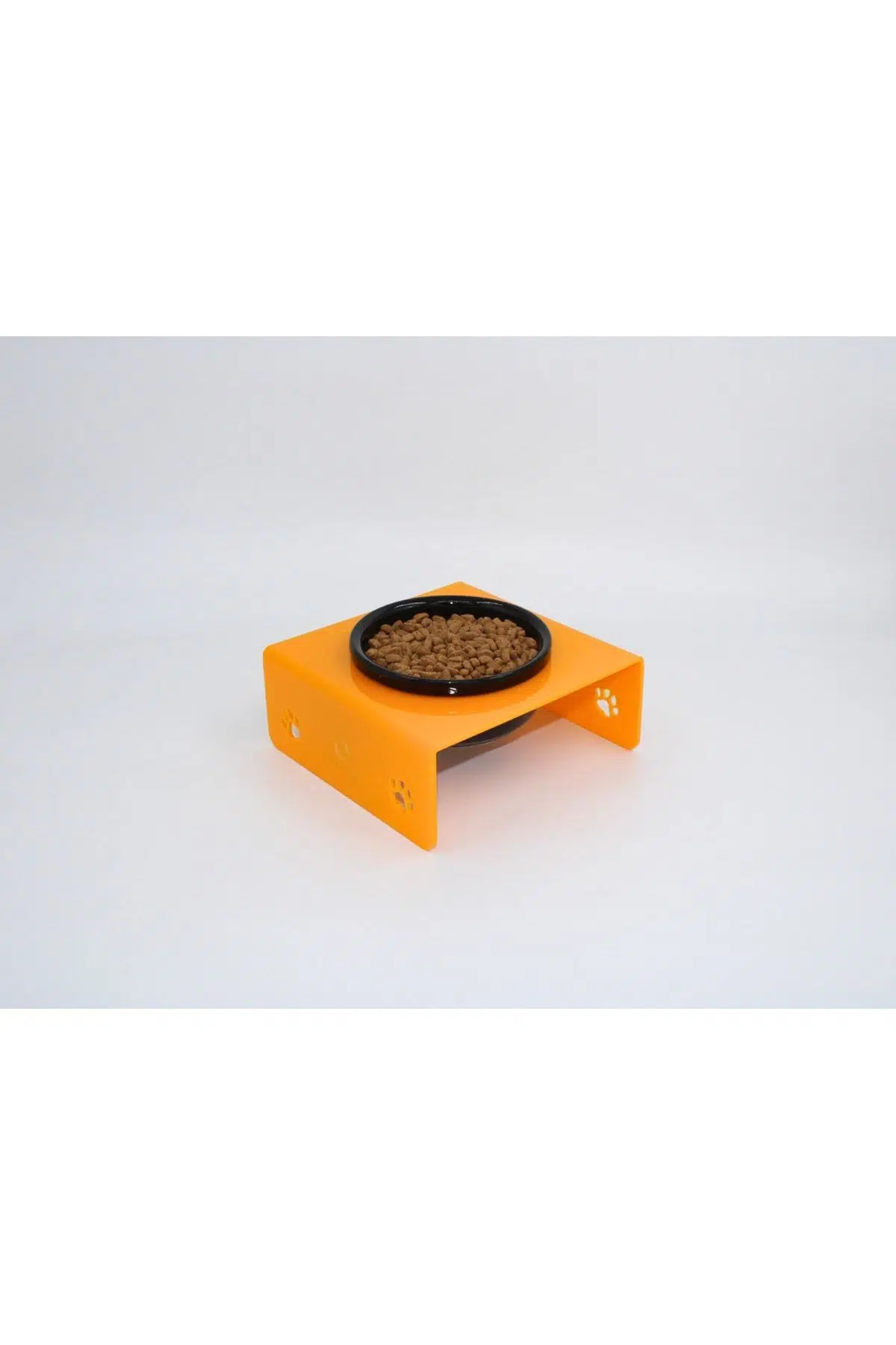 Petmagic Akrilik, Pleksi Kedi, Köpek Siyah Seramik Tekli Mama Ve Su Kabı - Sarı