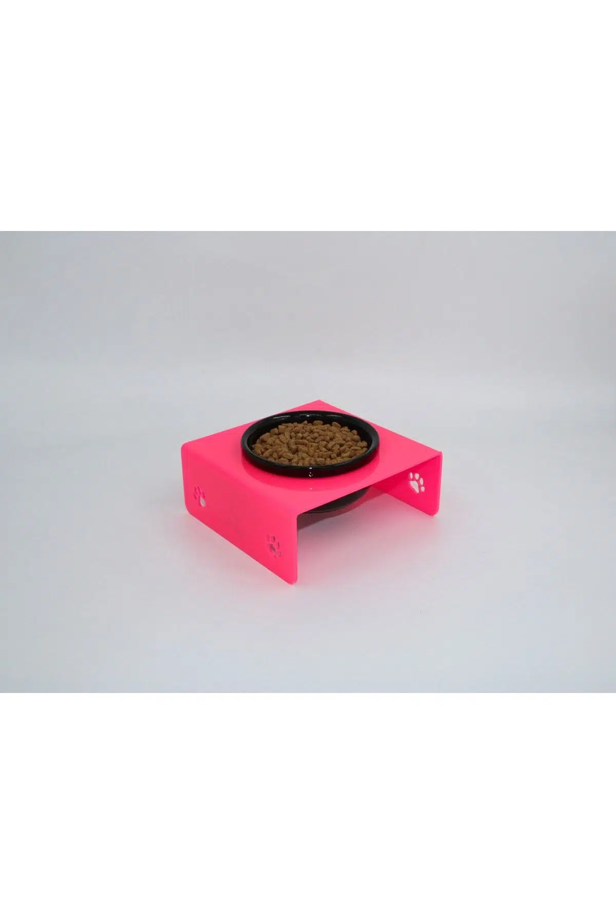 Petmagic Akrilik, Pleksi Kedi, Köpek Siyah Seramik Tekli Mama Ve Su Kabı - Pembe