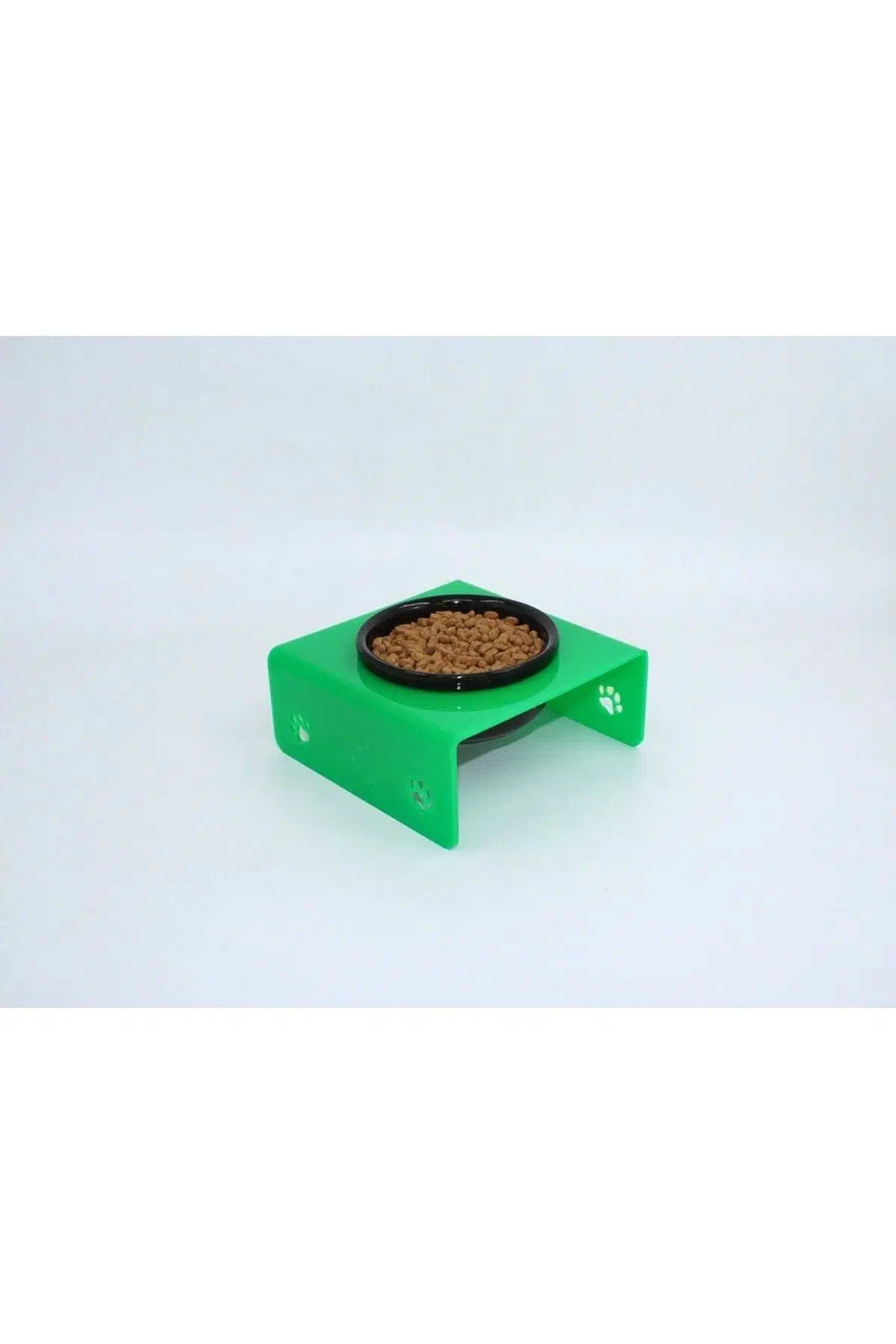 Petmagic Akrilik, Pleksi Kedi, Köpek Siyah Seramik Tekli Mama Ve Su Kabı - Yeşil